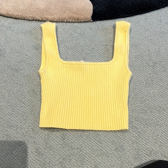 Yellow Knit Crop Top - Picture 1 of 2